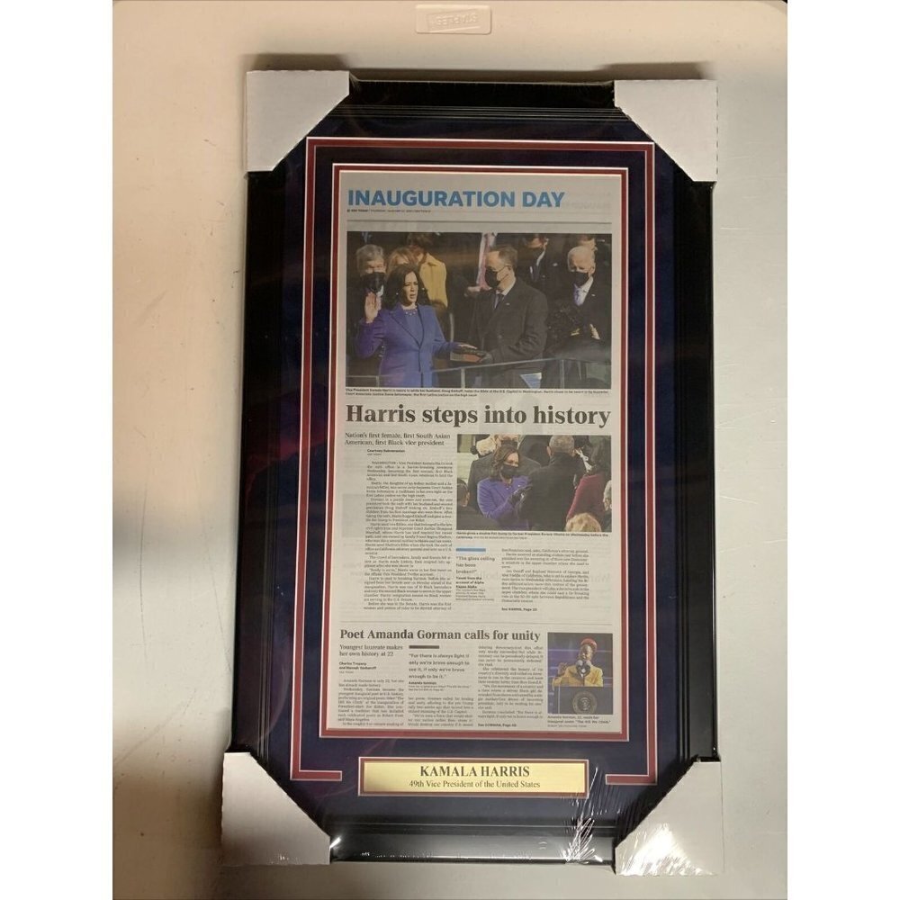 Kamala Harris Vice President Usa Today Inaugration Day Original Newspaper Framed